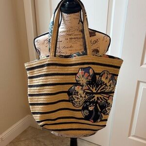 Vera Bradley Black and Tan Floral Tote